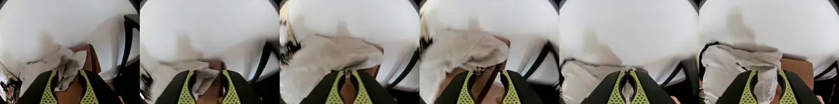 Six frames from the right gripper camera as it lifts and aligns the edge of the shirt